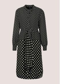 Madeleine Mode Sommerkleid MADELEINE "Wickelkleid Tupfenkleid mit Wickeloptik", Damen, Gr. 34, N-Gr, schwarz, wollwei&szlig;, Obermaterial: 100% Polyester PES., Modern, tailliert, Kleider Sommerkleid, Wickeloptik