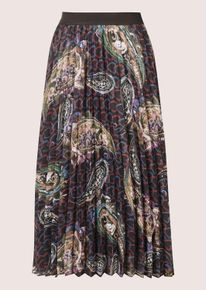 Madeleine Mode Midirock MADELEINE "Plisseerock Eleganter Midirock mit Paisley-Design", Damen, Gr. 40, schwarz (multicolor, schwarz), Obermaterial: 100% Polyester PES., Modern, normal, R&ouml;cke Midirock