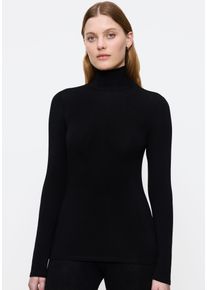 Langarmshirt Triumph "Beauty Layers Top LSL Turtleneck 04", Damen, Gr. S, schwarz, Single Jersey, Obermaterial: 48% Wolle, 48% Modal, 4% Elasthan, figurbetont h&uuml;ftbedeckend, ohne Ausschnitt, Shirts Langarmshirt, temperaturausgleichend