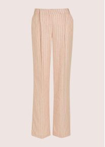 Madeleine Mode Stoffhose MADELEINE "Leinenhose Bundfaltenhose mit Nadelstreifen", Damen, Gr. 46, N + K Gr, rosa (puderros&eacute;, bleigrau, melange), Obermaterial: 50% Leinen LI. 50% Viskose CV., Hosen Stoffhose