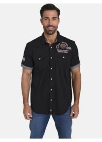 Kurzarmhemd Jan Vanderstorm "Kurzarmhemd SNOFRED", Herren, Gr. XL, weit, schwarz, Obermaterial: 100% Baumwolle CO., Hemden Kurzarmhemd