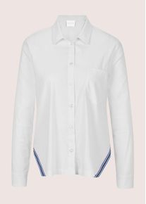 Madeleine Mode Langarmbluse MADELEINE "Hemdbluse Baumwollbluse mit Kontrastdetails", Damen, Gr. 46, wei&szlig;, Obermaterial: 69% Baumwolle CO. 27% Polyamid PA. 4% Elasthan EL., Modern, schmal, Blusen Langarmbluse, Seitenschlitze