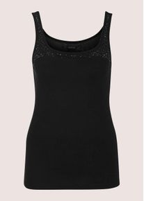 Madeleine Mode Tr&auml;gertop MADELEINE "Top Glamour&ouml;ses Tanktop mit Steinen, Viskose-Jersey", Damen, Gr. 36, schwarz, Obermaterial: 95% Viskose CV. 5% Elasthan EL., Modern, figurbetont, Tops Tr&auml;gertop, Steinchen am Ausschnitt