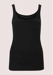 Madeleine Mode Tr&auml;gertop MADELEINE "Top Glamour&ouml;ses Tanktop mit Steinen, Viskose-Jersey", Damen, Gr. 40, schwarz, Obermaterial: 95% Viskose CV. 5% Elasthan EL., Modern, figurbetont, Tops Tr&auml;gertop, Steinchen am Ausschnitt