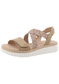 Riemchensandale Tom Tailor "Senta", Damen, Gr. 39, sand, Lederimitat, Textil, Schuhe Riemchensandale, Sandalette, Sommerschuh mit sch&ouml;nem Muster