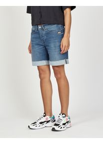 Boyfriend-Hose Gang "94NICA SHORTS", Damen, Gr. 28, N-Gr, blau (lovely denim blau), Denim/Jeans, Obermaterial: 90% Baumwolle, 8% Polyester, 2% Elasthan, used, kurz, Hosen Boyfriend-Hose, mit offener Kante und Umschlagsaum