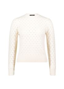 Rundhalspullover Zero "Pullover mit Lochstrickmuster", Damen, Gr. 38, beige (eggnog), Obermaterial: 38% Polyester Pol. recyc.. 30% Polyester PES. 27% Polyamid PA. 5% Wolle WO., Pullover Rundhalspullover