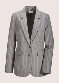 Madeleine Mode Jackenblazer MADELEINE "Blazer Longblazer mit Nadelstreifen", Damen, Gr. 40, wei&szlig; (graphit, perlwei&szlig;, melange), Obermaterial: 95% Polyester PES. 5% Elasthan EL., Modern, tailliert, Blazer Jackenblazer, Streifenblazer