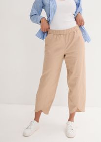 3/4-Hose bonprix "3/4-Hose aus leichtem Leinen-Mix", Damen, Gr. 48, N-Gr, mandelbeige, Obermaterial: 55% Leinen, 45% Baumwolle, regular fit, Hosen 3/4-Hose, aus Leinen-Mix, mit Seitenschlitzen, Regular Fit, casual Stil