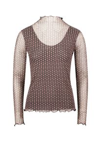 Rundhalsshirt Zero "Mesh-Shirt mit grafischem Print", Damen, Gr. 44, braun (creambraun), Obermaterial: 95% Polyester Pol. recyc.. 5% Elasthan EL., Shirts Rundhalsshirt