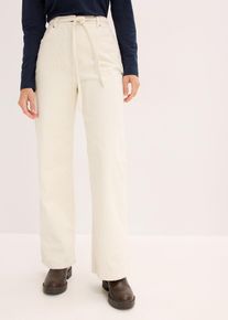 bonprix Weite Cordhose mit Bindeg&uuml;rtel, wei&szlig;, Gr.38, Modisch weite Cordhose mit Bindeg&uuml;rtel und Taschen, aus Cord