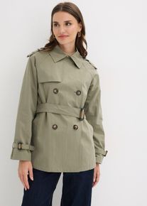 bonprix Kurze Trenchjacke, gr&uuml;n, Gr.50, Klassischer Trenchcoat in neuer L&auml;nge, 65% Baumwolle