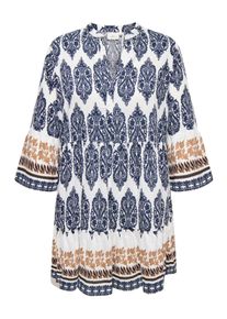 Blusenkleid Only CARMAKOMA "CARHAVANA LIFE 3/4 TUNIC DRESS AOP", Damen, Gr. 54, N-Gr, cloud dancer aop:ethnic, Web, Obermaterial: 83% Viskose, 17% Polyamid, bedruckt, kurz, Kleider Blusenkleid