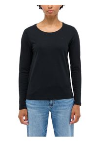 Langarmshirt Mustang "Damen Style Elly", Damen, Gr. L, schwarz, Jersey, 100% Baumwolle, Rundhals, Shirts Langarmshirt
