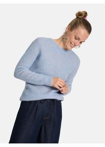 LIEBLINGSST&Uuml;CK Strickpullover LIEBLINGSST&Uuml;CK "Babro", Damen, Gr. 36, blau (light blau), Strick, Obermaterial: 50% Alpaka, 28% Polyester, 22% Wolle, clean, unifarben, regular fit normal, Rundhals, Strickb&uuml;ndchen, Pullover Strickpullover, mit Alpakawolle