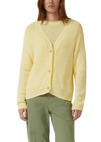 Strickjacke s.Oliver, Herren, Gr. 44, gelb, Strick, Obermaterial: 60% Baumwolle, 40% Polyamid, unifarben, normal h&uuml;ftbedeckend, tiefer V-Ausschnitt, Flachstrickb&uuml;ndchen, Strickjacken Strickjacke, mit V-Ausschnitt