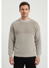 Strickpullover BOSS Orange "Kartney", Herren, Gr. L, open grau070, Strick, Obermaterial: 58% Baumwolle, 42% Polyester, gemustert, regular fit normal, Rundhals, B&uuml;ndchen, Pullover Strickpullover, Rundhalsausschnitt, Regular Fit, Strukturstrick mit Farbverlauf