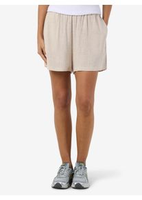 Relaxshorts Noisy may "NMLEILANI HW SHORTS WVN NOOS", Damen, Gr. L, N-Gr, natural, Web, Obermaterial: 77% Viskose, 23% Leinen, unifarben, regular fit ca. Mitte Oberschenkel, Hosen Relaxshorts