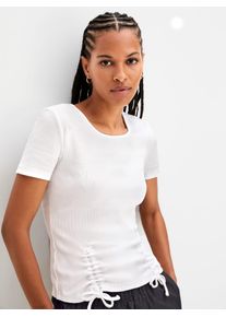 Kurzarmshirt Inspirationen "Rippshirt", Damen, Gr. 54, wei&szlig;, 95% Baumwolle, 5% Elasthan, unifarben, Rundhals, Shirts Kurzarmshirt