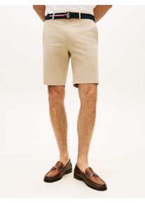 Shorts Tommy Hilfiger "DENTON 9.5 INC ESS TWILL W/ BELT", Damen, Gr. 34, N-Gr, sandalwood, Web, Obermaterial: 97% Baumwolle, 3% Elasthan, slim fit kniefrei, Hosen Shorts, mit abnehmbaren G&uuml;rtel, slim fit
