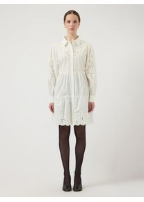 Blusenkleid Y.A.S "YASZIMIA LS SHIRT DRESS S. NOOS", Damen, Gr. 38, N-Gr, star wei&szlig;, Web, Obermaterial: 100% Baumwolle, unifarben, loose fit kniefrei, Kleider Blusenkleid, Sommerkleid, loose fit, Baumwolle