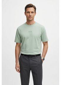 T-Shirt BOSS Green "Tee", Damen, Gr. S, open gr&uuml;n357, Single Jersey, Obermaterial: 100% Baumwolle, oversize normal, Rundhals, eingesetzt normaler Saum, Shirts T-Shirt, mit Rundhalsausschnitt