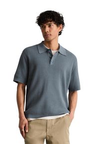 Marc O'Polo Poloshirt MARC O'POLO DENIM, Herren, Gr. XL, cadet blau, Strick, Obermaterial: 100% Baumwolle, regular fit normal, Rippb&uuml;ndchen, Shirts Poloshirt, mit Waffelstruktur, regular fit