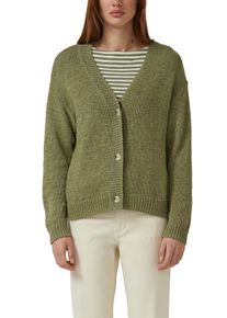 Strickjacke s.Oliver, Herren, Gr. 44, khaki, Strick, Obermaterial: 60% Baumwolle, 40% Polyamid, unifarben, normal h&uuml;ftbedeckend, tiefer V-Ausschnitt, Flachstrickb&uuml;ndchen, Strickjacken Strickjacke, mit V-Ausschnitt