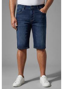Jeansbermudas MAN'S WORLD PLUS, Herren, Gr. 62, N-Gr, dunkelblau used, Denim/Jeans, Obermaterial: 98% Baumwolle, 2% Elasthan, unifarben, regular fit kniefrei, Jeans Jeansbermudas, gerade geschnittenes Bein, normale Leibh&ouml;he, Regular-Fit