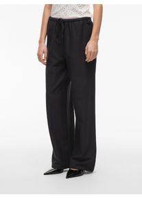 Schlupfhose Vila "VIPRISILLA RW PANTS - NOOS", Damen, Gr. 44, N-Gr, schwarz beauty, Web, Obermaterial: 50% Viskose, 40% Baumwolle, 10% Leinen, unifarben, loose fit kn&ouml;chellang, Hosen Schlupfhose, Sommerhose, mit Leinen
