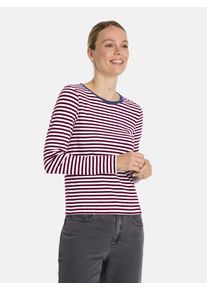 LIEBLINGSST&Uuml;CK Langarmshirt LIEBLINGSST&Uuml;CK "Nashi", Damen, Gr. XS, lila (wineberry), Single Jersey, Obermaterial: 95% Baumwolle, 5% Elasthan, gemustert, gestreift, mehrfarbig, regular fit normal, Rundhals, abgesteppte Kante, Shirts Langarmshirt, mit Streifen