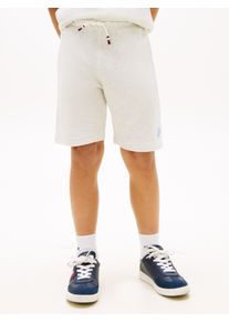 Shorts Tommy Hilfiger "TH SCRIPT JERSEY TWILL SHORT", Jungen, Gr. 10 (140), N-Gr, ecru, Twill, Obermaterial: 100% Baumwolle, unifarben, knielang, Hosen Shorts, Kinder bis 16 Jahre, weites Bein