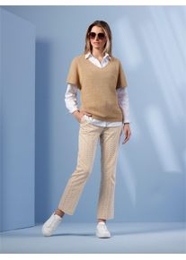 Kurzarmpullover Heine "Pullover", Damen, Gr. 50, camel, 55% Polyacryl, 45% Polyamid, unifarben, Pullover Kurzarmpullover