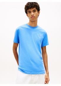 T-Shirt Tommy Jeans "TJM SLIM LINEAR CHEST TEE EXT", Damen, Gr. L, blau twilight, Single Jersey, Obermaterial: 100% Baumwolle, regular fit normal, Rundhals, eingesetzt abgesteppte Kante, Shirts T-Shirt, Mit Rundhalsausschnitt