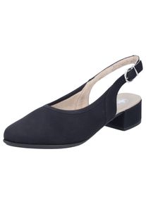 Slingsandale Rieker, Damen, Gr. 42, schwarz, Nubuklederimitat, festlich, Schuhe Slingsandale, Sommerschuh, Festtagsschuh, Blockabsatz, mit Riemchen