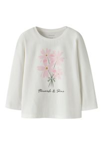 Langarmshirt name it "NMFFLORALA LS TOP", M&auml;dchen, Gr. 98, cloud dancer, Jersey, Obermaterial: 95% Baumwolle, 5% Elasthan, bedruckt, unifarben, normal, Rundhals, Shirts Langarmshirt
