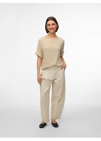 V&eacute;ro Moda Kurzarmshirt VERO MODA "VMLUNA 2/4 BOATNECK TOP JRS NOOS", Damen, Gr. XS, pumice stone, Jersey, Obermaterial: 76% Polyester, 20% Viskose, 4% Elasthan, unifarben, regular fit normal, U-Boot-Ausschnitt, Shirts Kurzarmshirt, Materialmix, regular fit