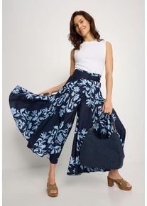 Hosenrock Lascana, Damen, Gr. 46, blau (marine, blau bedruckt), Web, Obermaterial: 100% Polyester, bedruckt, figurumspielend kn&ouml;chelfrei, R&ouml;cke Hosenrock, mit Alloverdruck, Culotte, glatte b&uuml;gelfreie Ware