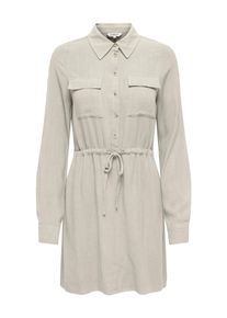 Blusenkleid Only "ONLSIESTA L/S LINEN BL SHIRT DRESS PNT", Damen, Gr. XL, N-Gr, moonbeam, Web, Obermaterial: 80% Viskose, 20% Leinen, unifarben, regular fit kurz, 1-Knopf-Manschette, Kleider Blusenkleid, Viskosemischung, regular fit, mit Leinen