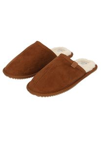 Pantoffel XQ FOOTWEAR, Damen, Gr. 39/40, braun (cognac), Obermaterial: 100% Polyester. Futter: 100% Polyester. Laufsohle: 100% Gummi, Schuhe Pantoffel, aus Wildlederimitat mit Gummisohle