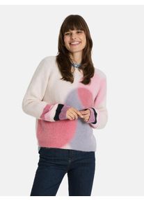 LIEBLINGSST&Uuml;CK Wollpullover LIEBLINGSST&Uuml;CK "NirmalaL", Damen, Gr. 46, wei&szlig; (sanftes wei&szlig;), Strick, Obermaterial: 52% Alpaka, 32% Polyamid, 13% Wolle, 3% Elasthan, gemustert, mehrfarbig, regular fit, Rundhals, Raglan&auml;rmel Rippb&uuml;ndchen, Pullover Wollpullover, aus Alpakamix