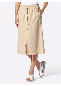 Jerseyrock Heine, Damen, Gr. 48, sand, 75% Polyamid, 25% Elasthan, unifarben, wadenlang, R&ouml;cke Jerseyrock