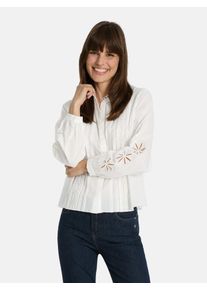 LIEBLINGSST&Uuml;CK Langarmbluse LIEBLINGSST&Uuml;CK "Eldrid", Damen, Gr. 46, wei&szlig;, Web, Obermaterial: 100% Baumwolle, unifarben, hoch geschlossener Ausschnitt, mit Knopf, Blusen Langarmbluse, aus reiner Baumwolle