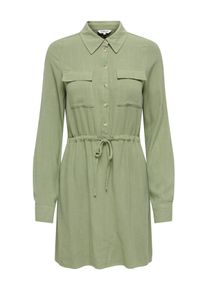 Blusenkleid Only "ONLSIESTA L/S LINEN BL SHIRT DRESS PNT", Damen, Gr. XL, N-Gr, oil gr&uuml;n, Web, Obermaterial: 80% Viskose, 20% Leinen, unifarben, regular fit kurz, 1-Knopf-Manschette, Kleider Blusenkleid, Viskosemischung, regular fit, mit Leinen