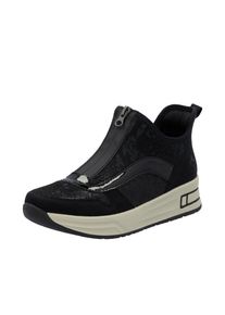 Sneaker Rieker "Ready2GO", Damen, Gr. 37, schwarz, Lederimitat, Textil, Schuhe Sneaker, Plateauboots, Stiefelette, High-Top-Sneaker mit Vorderrei&szlig;verschluss