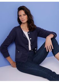 Jacquardstrickjacke CREATION L PREMIUM, Damen, Gr. 36, marine, 50% Polyamid, 25% Modal, 25% Viskose, unifarben, Strickjacken Jacquardstrickjacke