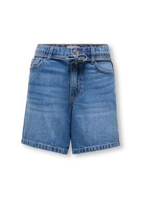 Jeansshorts KIDS Only "KOGGIANNA HW BELT SHORTS PIMBOX DNM NOOS", Jungen, Gr. 134, N-Gr, medium blau denim, Denim/Jeans, Obermaterial: 98% Baumwolle, 2% Elasthan, unifarben, regular fit ca. Mitte Oberschenkel, Jeans Jeansshorts, mit schmalem, dekorativen Bindeband in der Taille