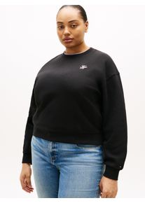 Sweatshirt Tommy Hilfiger Curve "CRV TH SCRIPT REG FLEECE SWTSRT", Damen, Gr. 46, schwarz, Sweatware, Obermaterial: 70% Baumwolle, 30% Polyester, unifarben, Rundhals, Sweatshirts Sweatshirt, in gro&szlig;en Gr&ouml;&szlig;en