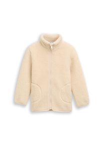 Sweatjacke Tom Tailor, M&auml;dchen, Gr. 92/98, cloudy beige, Pl&uuml;sch, Obermaterial: 100% Polyester, unifarben, normal h&uuml;ftbedeckend, Rundhals, abgerundeter Saum, Sweatjacken Sweatjacke, Teddy-Pl&uuml;sch, mit Stehkragen