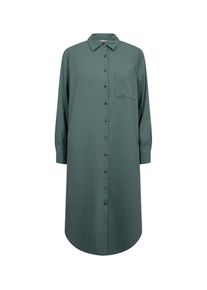 Blusenkleid Freequent "FQLAVA-SH-DR", Damen, Gr. XXL, N-Gr, schwarz forest, Web, Obermaterial: 55% Leinen, 45% Viskose, meliert, bequem wadenlang, Kleider Blusenkleid, bequeme Passform, mit Brusttasche